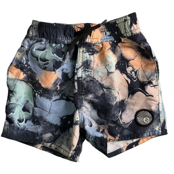 Volcom Boys Toddler Baby Swim Trunks Boardshorts 12M Teal Periwinkle Peach NWT - Picture 1 of 6